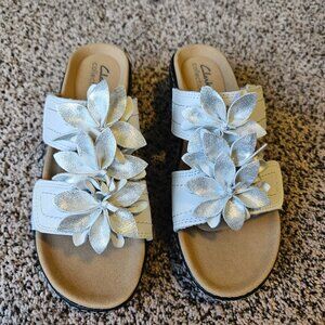 Clarks Merliah Raelyn White Leather Sandals